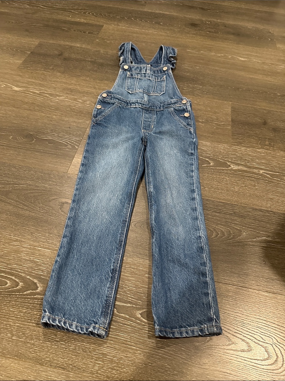 Classic Blue Denim Overalls for Girls - Casual Straight Leg